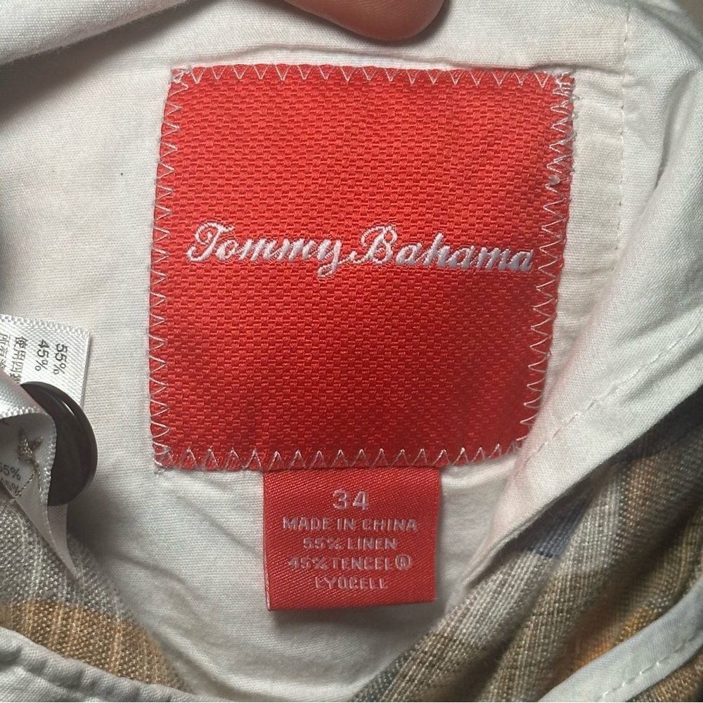 Tommy Bahama Linen Blend Summer Plaid Shorts Men’s 34 Casual Everyday Flat Front - Picture 12 of 14